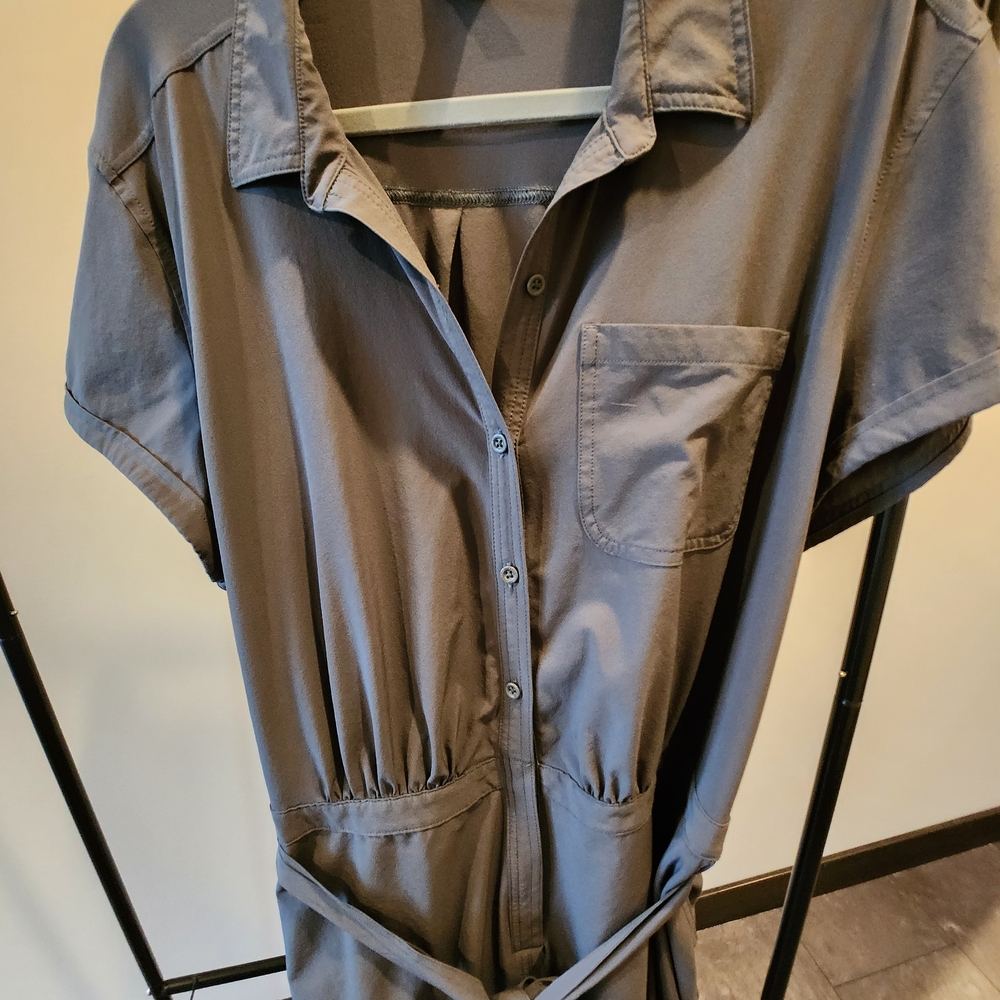 🌺 Eddie Bauer Dark Gray Belted Jumpsuit – Size 2XL Plus - Picture 4 of 10